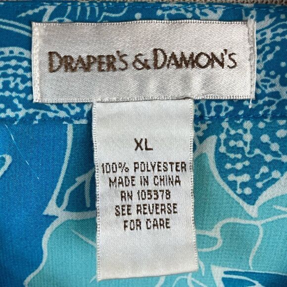 Draper’s & Damon’s Floral Collarless Button Down Shirt Size XL EUC - Picture 7 of 7